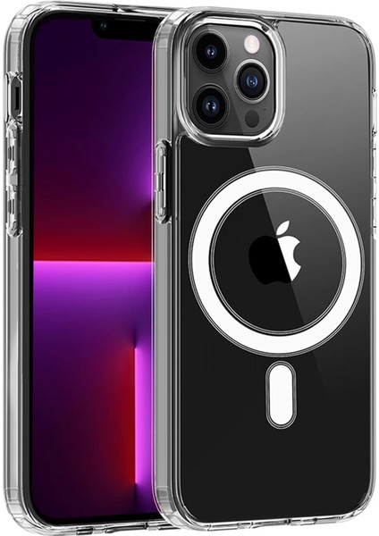 iPhone 13 Pro Uyumlu Kamera Korumalı Magsafe Wireless Şarj Özellikli Şeffaf Silikon Kılıf