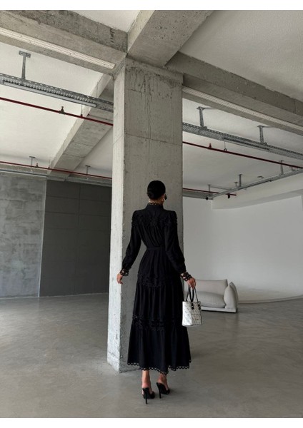 Krep Kumaş & Dantel Detaylı Astarlı Elbise fırsatları