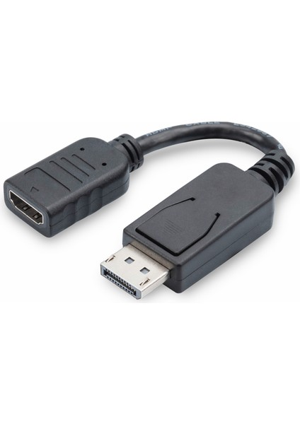 Displayport (Dp) &lt;-&gt; HDMI Adaptörü, Kablolu, Dp Erkek - HDMI Tip A Dişi, Awg: 28, Çift Kat Zırhlı, 0.15 Metre, Kilit Mekanizmalı, Dp 1.1A Uyumlu, Siyah Renk&lt;br&gt; digitus Displayport