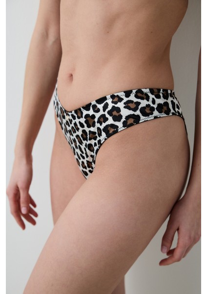 Saten Leopard V Shape Çok Renkli Brazilian Külot