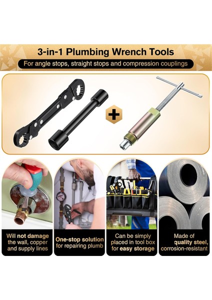 3'ü 1 Arada Sıhhi Tesisat Aleti Açı Durdurma Anahtarı Seti, Su Borusu Anahtarı (Yurt Dışından) fırsatları