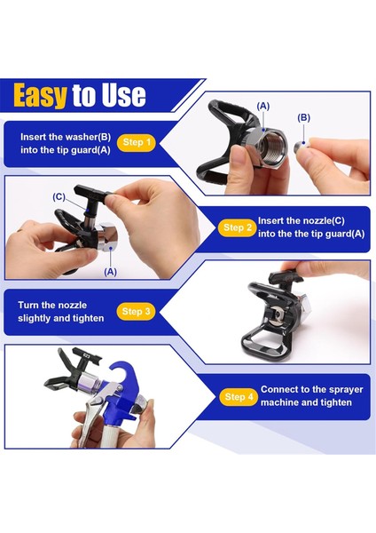 15 Parça Havasız Boya Püskürtme Ucu Seti, Tersinir Nozul Uçları (Yurt Dışından) modelleri