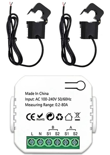 Zigbee 2 Kanallı Enerji Ölçer Çift Yönlü Akım Sensörlü (Yurt Dışından)