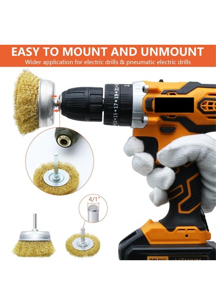 Pirinç Tekerlek Bardak Fırça Seti 8 Parça, Pirinç Tel Fırça Seti, Sarı (Yurt Dışından) modelleri