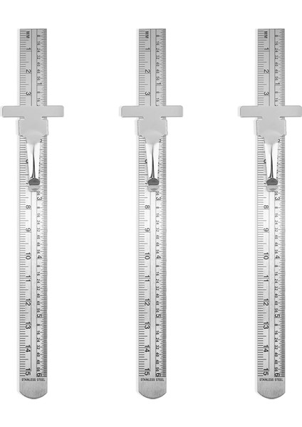 3'lü Paslanmaz Çelik Cetvel 15 cm Metal Metrik Cetvel Seti (Yurt Dışından)