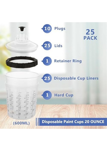 25'li Paket Tek Kullanımlık Boya Tabancası Bardak Astarları ve Kapakları Sistemi (Yurt Dışından) fırsatları