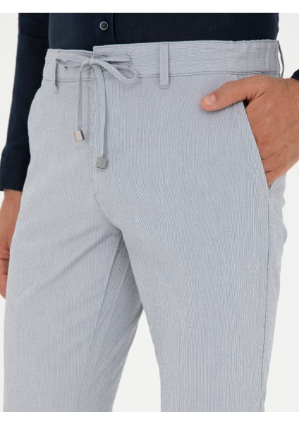 Erkek Açık Mavi Slim Fit Beli Bağcıklı Kanvas Pantolon 50289151-VR003