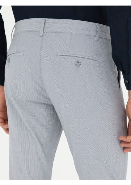 Erkek Açık Mavi Slim Fit Beli Bağcıklı Kanvas Pantolon 50289151-VR003