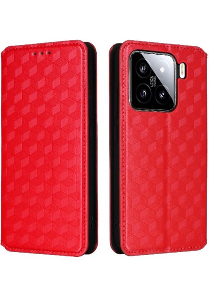 Xiaomi 15 Kart Yuvaları Tutucu Pu Deri 3D Desen Manyetik Için Flip Case (Yurt Dışından)