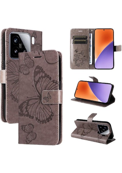 Kart Yuvası Standı Manyetik Kapak Pu ile Xiaomi 15 Flip Kickstand Için Kılıf (Yurt Dışından)