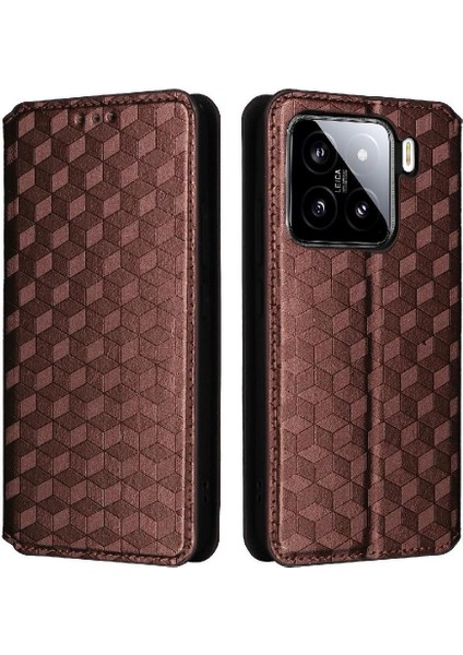 Xiaomi 15 Kart Yuvaları Tutucu Pu Deri 3D Desen Manyetik Için Flip Case (Yurt Dışından)