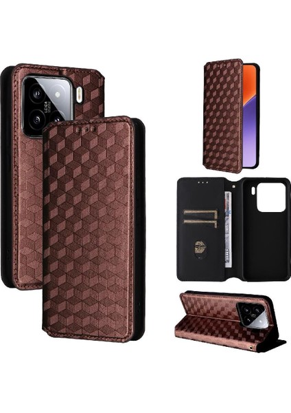 Xiaomi 15 Kart Yuvaları Tutucu Pu Deri 3D Desen Manyetik Için Flip Case (Yurt Dışından) modelleri