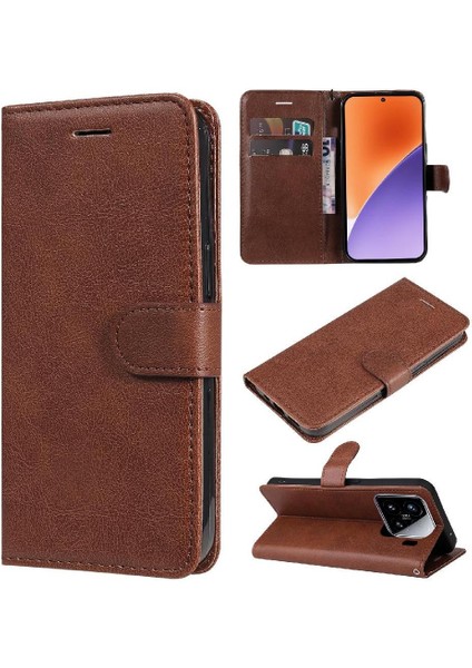 Xiaomi 15 Klasik Düz Renk Yüksek Kaliteli Deri Iş Için Flip Case (Yurt Dışından)