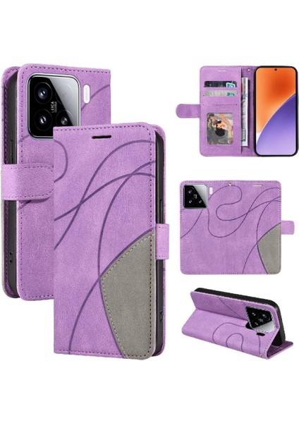 Kart Yuvası Standı Flip Folio ile Xiaomi 15 Deri Cüzdan Için Flip Case (Yurt Dışından)