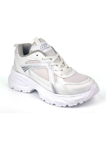 Kadın Beyaz Hafif Fileli Günlük Rahat Sneaker Spor Ayakkabı