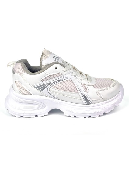 Kadın Beyaz Hafif Fileli Günlük Rahat Sneaker Spor Ayakkabı