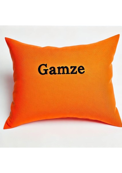 Kişiye Özel Nakışlı Home Daily Series Mandalina Rengi Kırlent Yastık Kılıfı