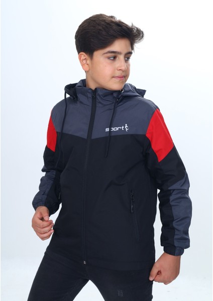 Erkek Çocuk Sport Baskılı Kapüşonlu Yağmurluk modelleri