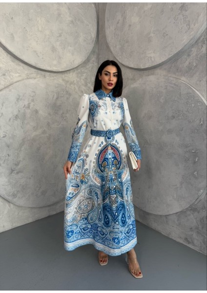 Atlas Kumaş Elbise (Kemer Dahildir)