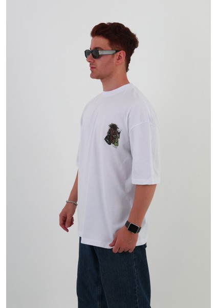 Old Tech-Oversize Tişört | Sırt Baskılı – Minimal Göğüs Desenli Unisex Tshirt