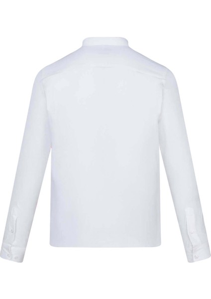 Beyaz Comfort Fit 100% Pamuk Düğmeli Yaka Uzun Kollu Casual Gömlek modelleri