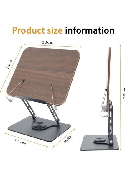 HT-907 Metal Ahşap Kitap Okuma Standı 360 Dönebilen Katlanabilir Masaüstü Rahle Laptop Standı Tablet modelleri