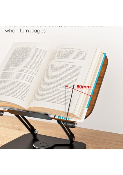 HT-907 Metal Ahşap Kitap Okuma Standı 360 Dönebilen Katlanabilir Masaüstü Rahle Laptop Standı Tablet indirimleri