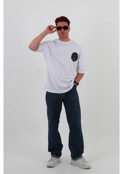 Mıghty Fall-Oversize Tişört | Sırt Baskılı – Minimal Göğüs Desenli Unisex Tshirt