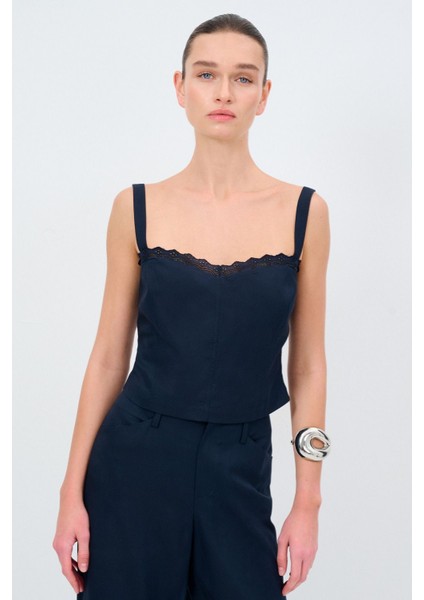 Kolsuz Tencel Bluz Lacivert 115M2144001