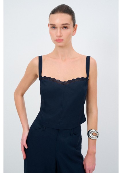 Kolsuz Tencel Bluz Lacivert 115M2144001