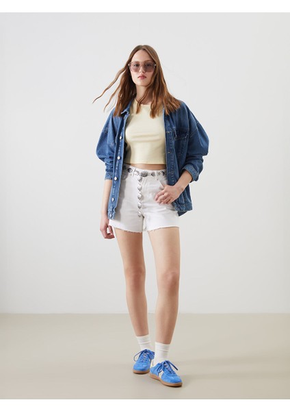 Yeni Sezon Dar Fit Kadin Jean Sort - S5LS43Z8