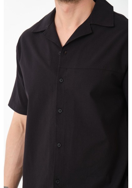 %100 Pamuk Erkek Keten Kombin – Slim Fit Gömlek ve Şort Takım |