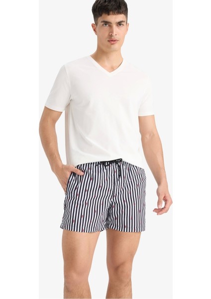 E0950 Siyah Çizgili File Astarlı Kısa Boy Deniz Şortu indirimleri