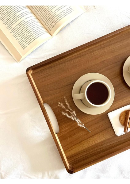 Doğal Akasya Ahşap Tepsi 48X34X4 cm Büyük Boy (L)– Sunum ve Servis Tepsisi fiyatları