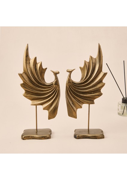 Deco Dragon 2'li Dekor - Gold - 32 cm