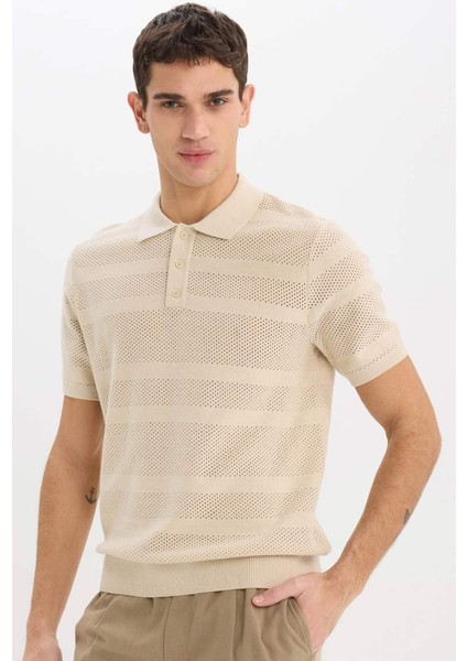 Yeni Sezon Standart Fit Polo Yaka Kısa Kollu Triko Polo Tişört