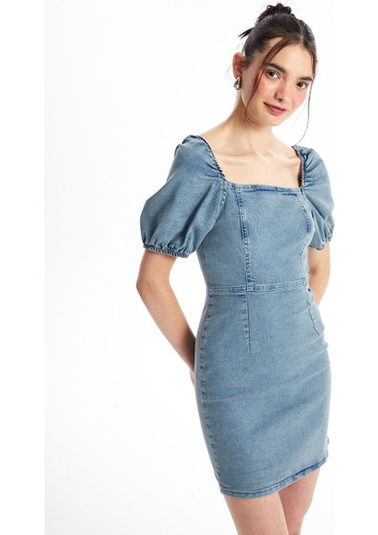 Yeni Sezon Kare Yaka Kadin Jean Elbise - S48291Z8 fiyatları
