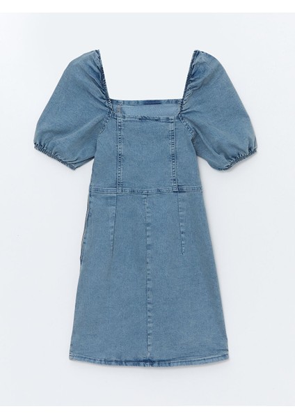 Yeni Sezon Kare Yaka Kadin Jean Elbise - S48291Z8 indirimleri