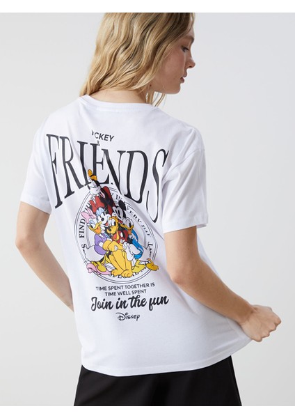 Yeni Sezon Bisiklet Yaka Mickey ve Arkadaslari Baskili Kadin Tisort - S5GV98Z8