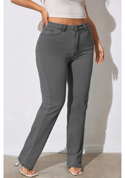 Cedy Denım - Kadın Büyük Benden Boru Paça Yüksek Bel Regular Fit Likralı Pantolon C626 indirimleri