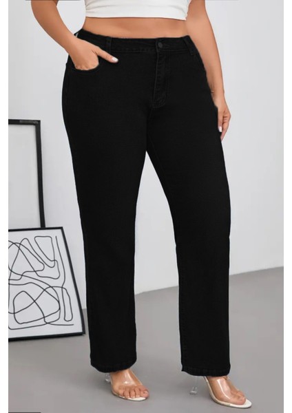 Cedy Denım - Kadın Büyük Benden Boru Paça Yüksek Bel Regular Fit Likralı Pantolon C626 indirimleri