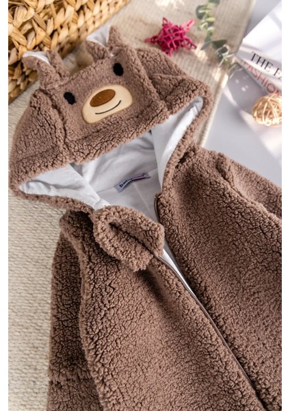 Kapüşonlu Welsoft Peluş Kışlık Kız/erkek Bebek Tulum