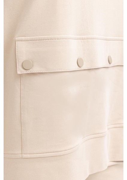 Bej-Büyük Cepli Yandan Fermuarlı Likralı Büyük Beden Eşofman Takımı indirimleri