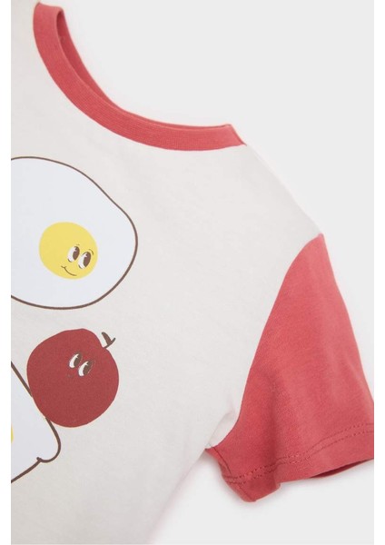 Yeni Sezon Erkek Bebek Pijama Takımı Baskılı Kısa Kollu Penye Üst Beli Lastikli Şort