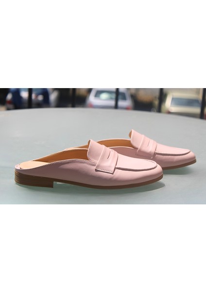 Açık Pembe Hakiki Deri Kadın Günlük Rahat Sabo Terlik fiyatları