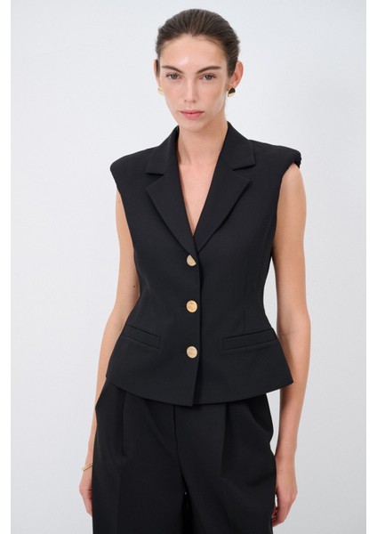 Peplum Yelek Siyah 17943340002