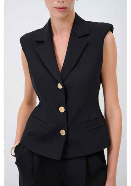 Peplum Yelek Siyah 17943340002
