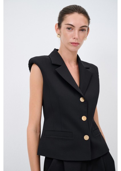 Peplum Yelek Siyah 17943340002