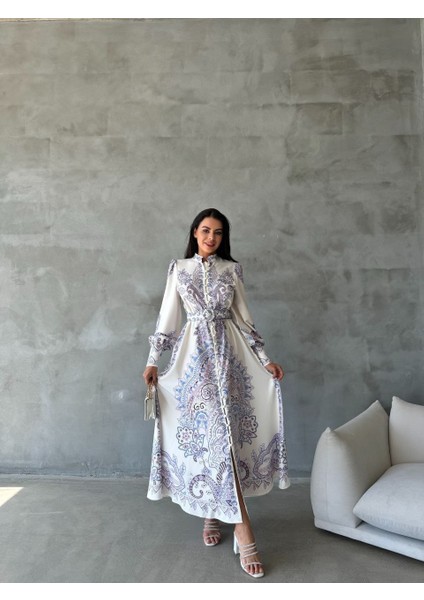 Atlas Kumaş Elbise (Kemer Dahildir)