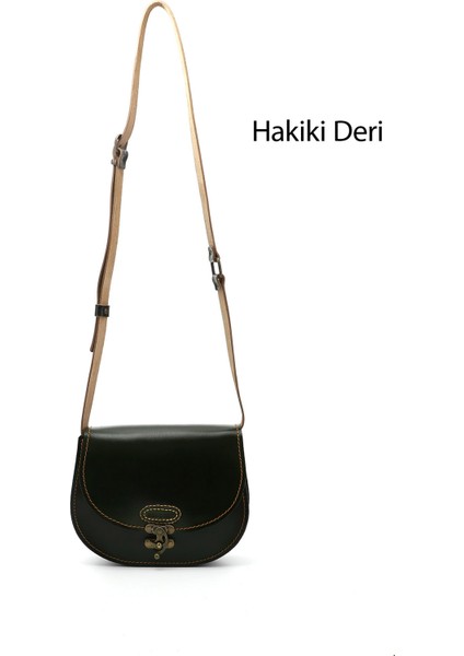 Kadın Haki Antik Vaketa Hakiki Deri Omuz ve Postacı Çantası